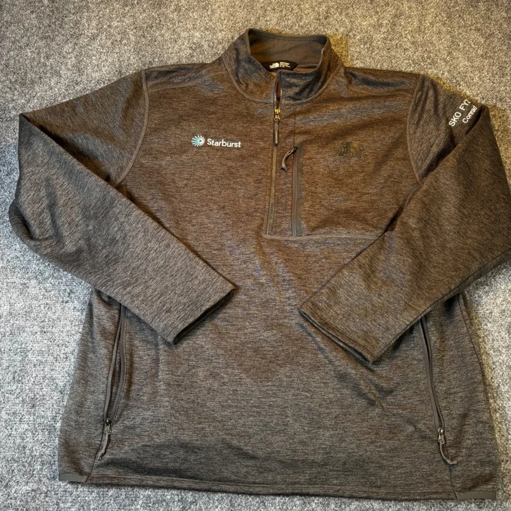 The North Face Starburst Logo Mens XL Quarter Zip Fleece Pullover Jacket